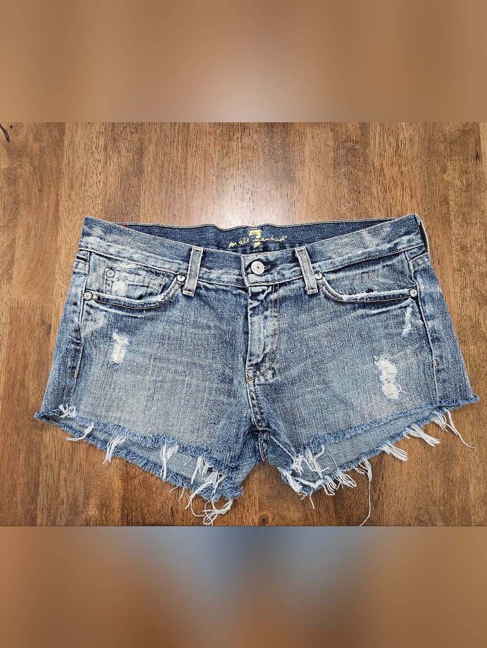 7FAM Denim Cutoff Shorts - Blue Jean Shorts, Size 29 - Picture 3 of 4